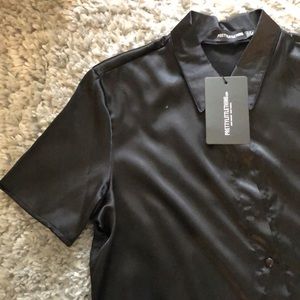 Black Collar Button Up Dress